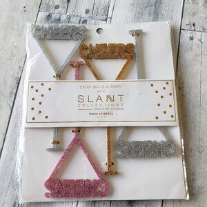 NWT - Set of 4 Glitter Cheers Drink Stirrers